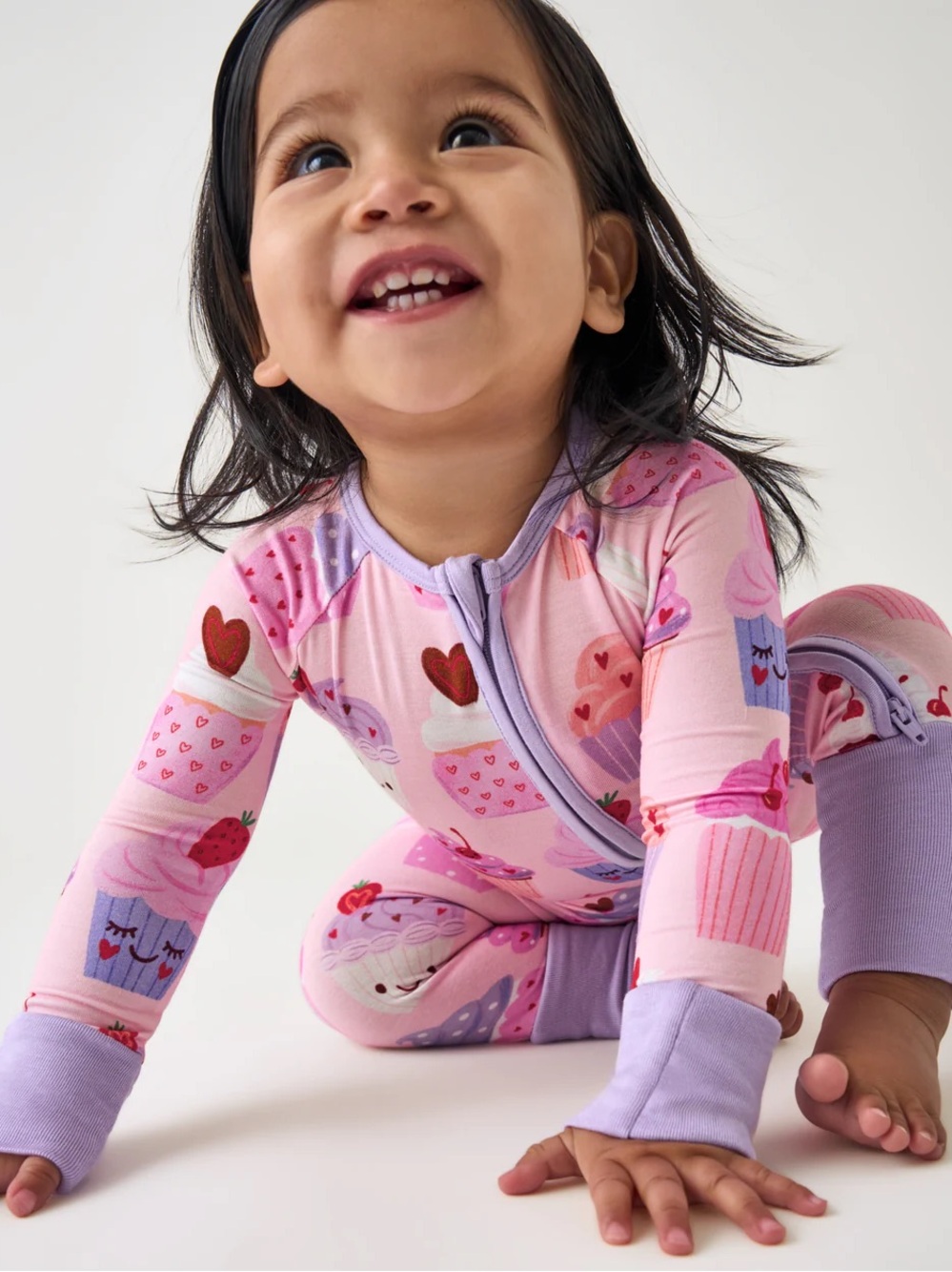 NWT 3-6M Little Sleepies Cupcake Kisses Pink and Purple Zippy - Picture 8 of 8